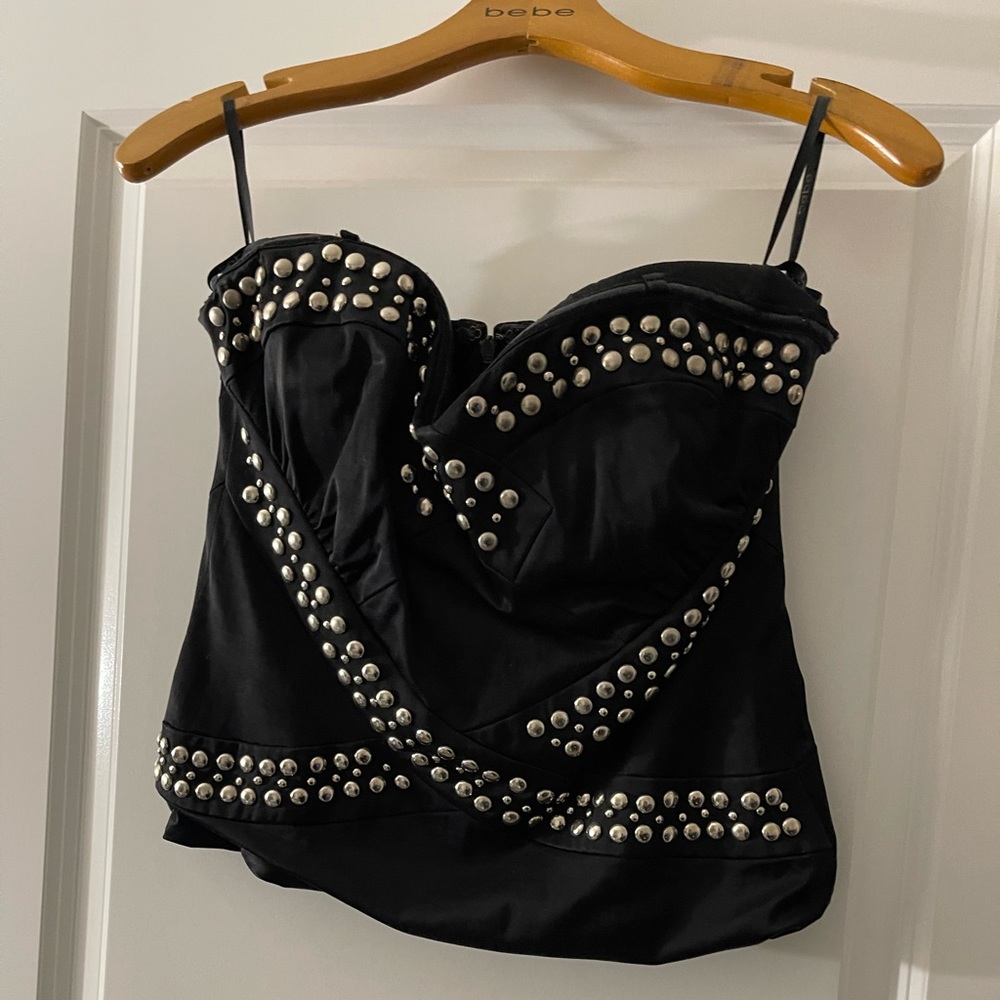 Black Stone Embellished Strapless Corset